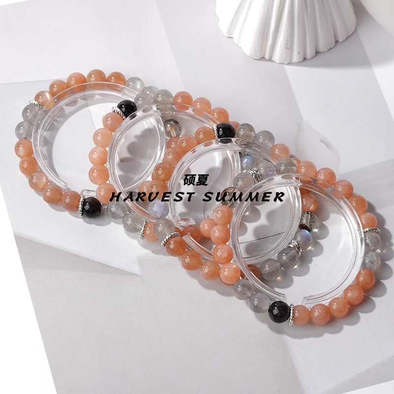 硕夏【脉轮】天然月光石7-8mm+蓝月光设计款手链多样性发其一WW77