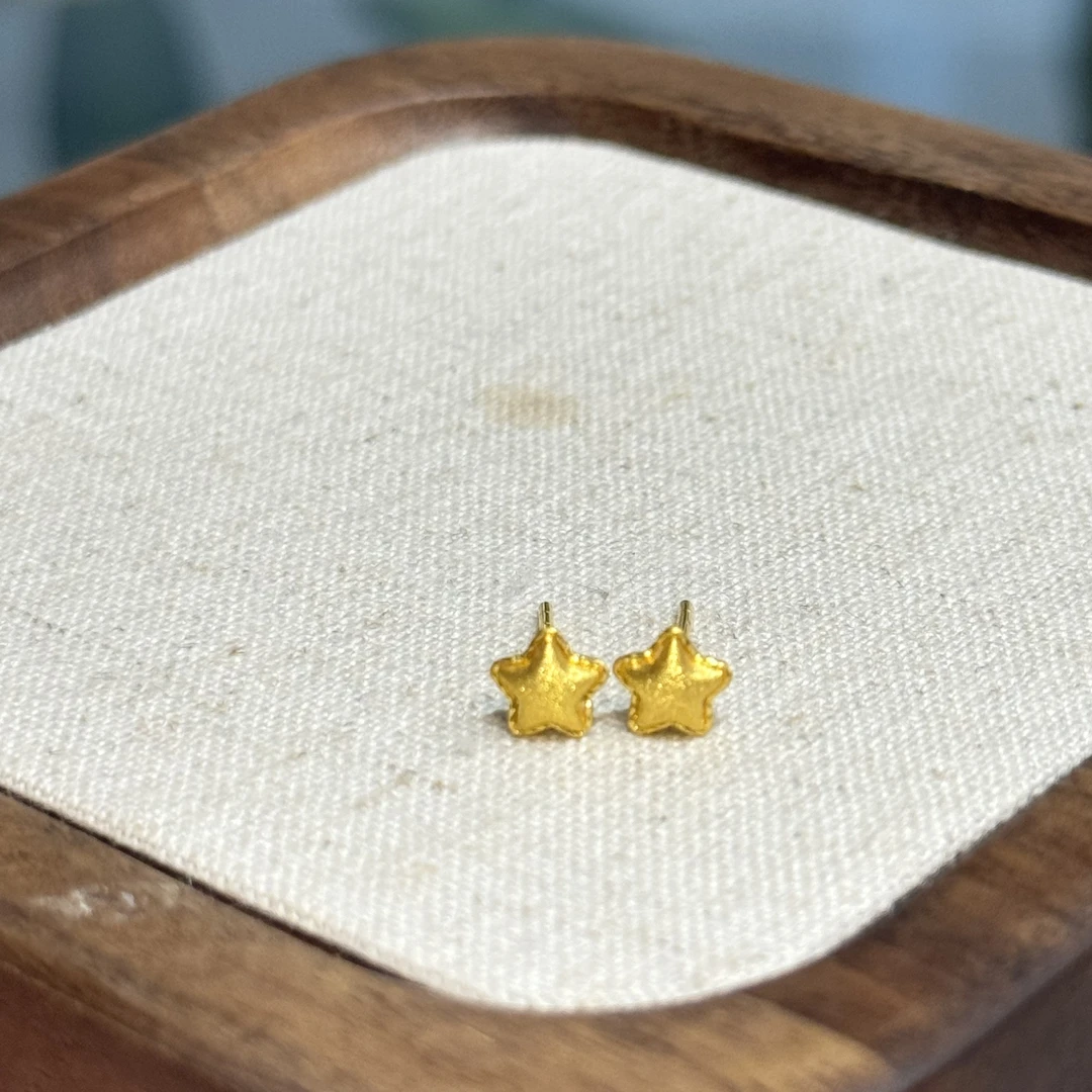 E【小星星耳钉】-足金999精工5G耳饰
