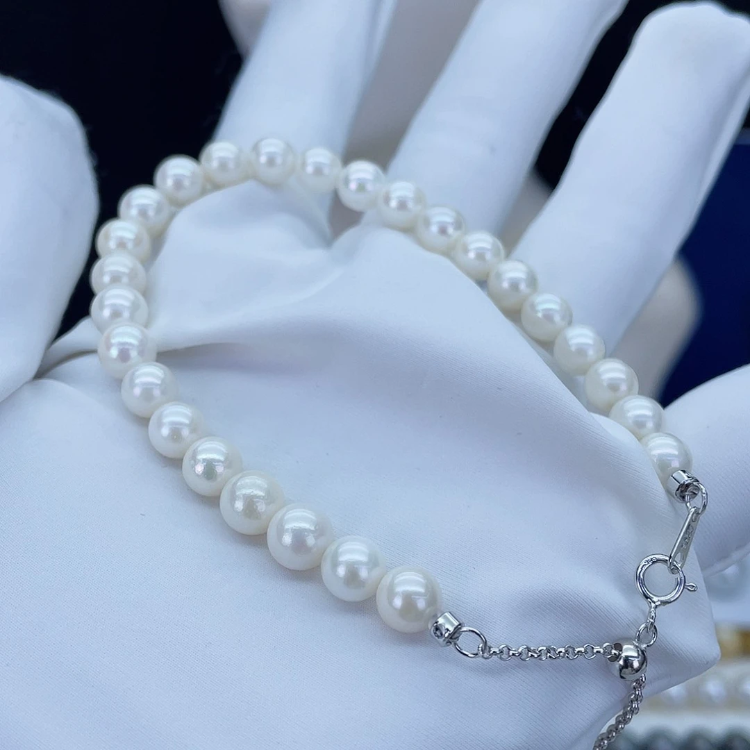 海水珍珠手绳银S925镶嵌6.0一7.0不退不换