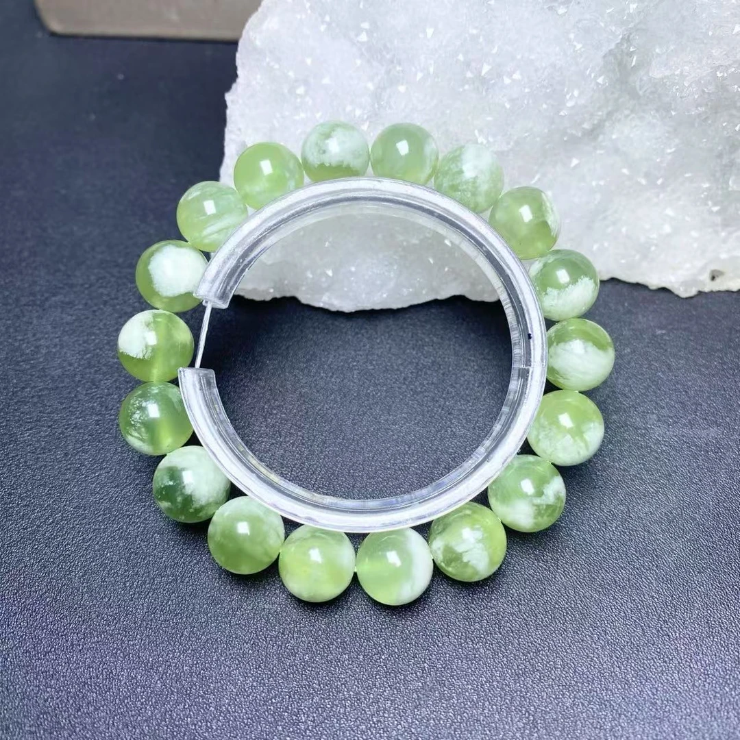 天然岫玉青提奶盖手串