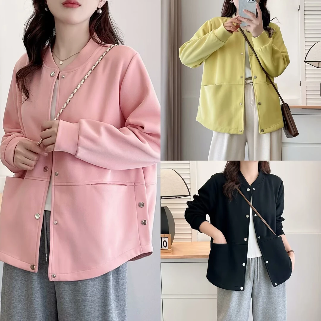 大码胖mm春秋韩版新款2025棒球开衫上衣时尚宽松休闲百搭夹克外套