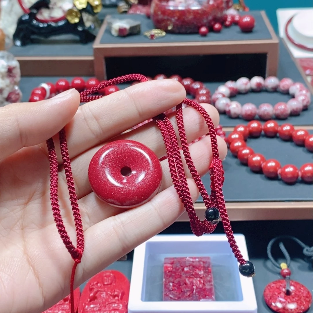 天然辰砂天然红晶沙编好