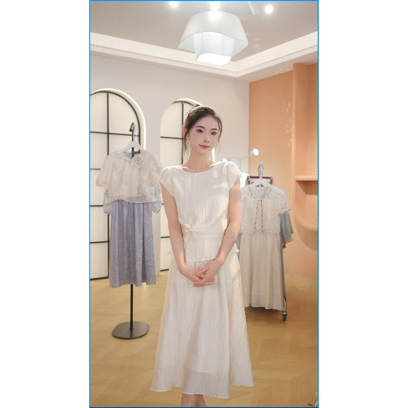 【送运费险】M1205 夏季新款两件套高档洋气新中式收腰显瘦连衣裙女