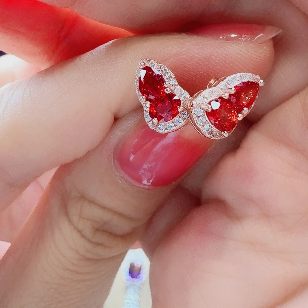 蓝宝石耳饰银S925镶嵌