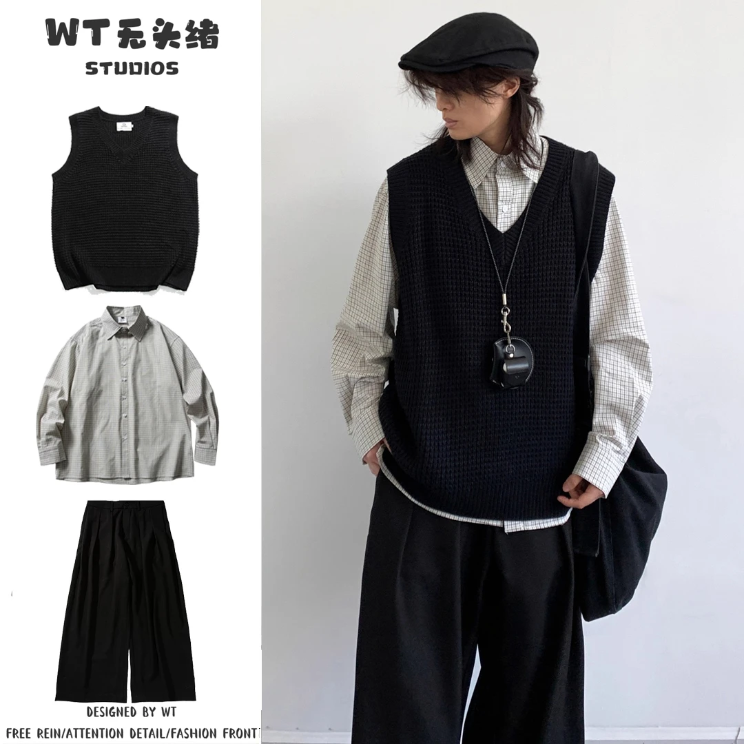 @WT无头绪三件装/单件日系针织衫马甲背心男女百搭学院风无袖上衣