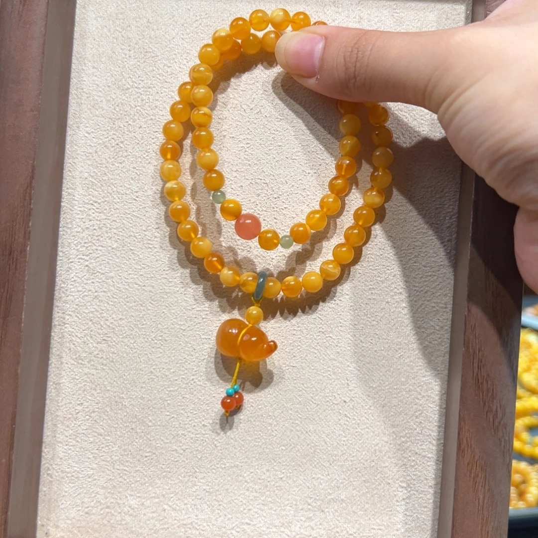 琥珀未镶嵌手链6.2mm蜜蜡手串