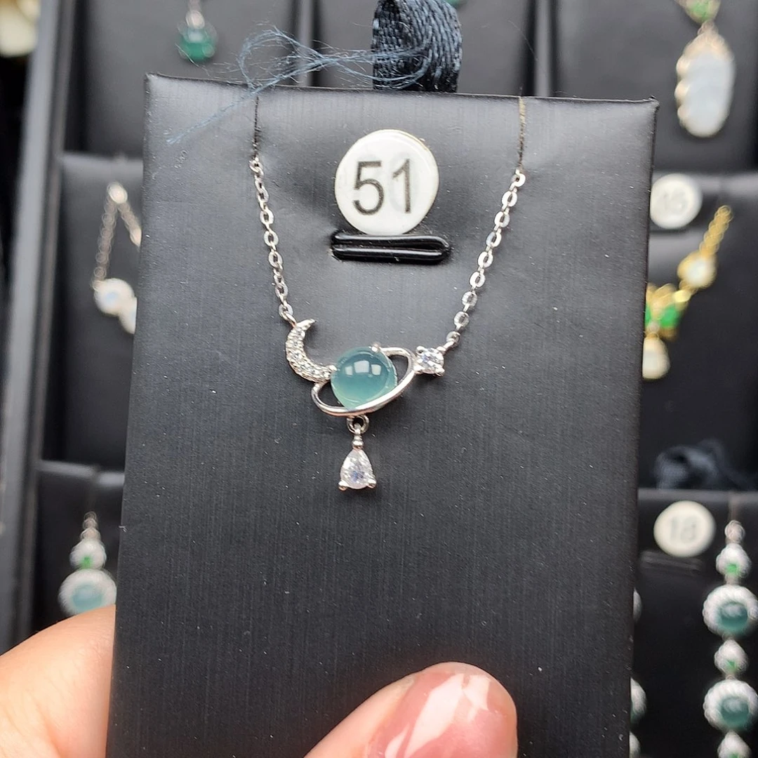 翡翠银S925镶嵌颈饰