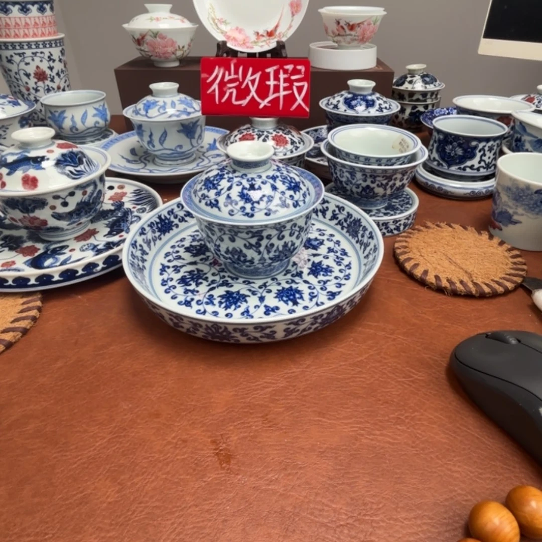 道***勋摆件陶青花缠枝莲五件套景德镇发货