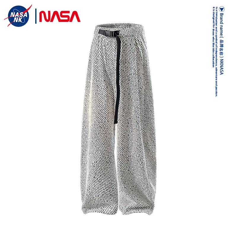 NASA联名小香风裤子男秋冬季星空纹直筒休闲裤美式复古垂感卫裤男