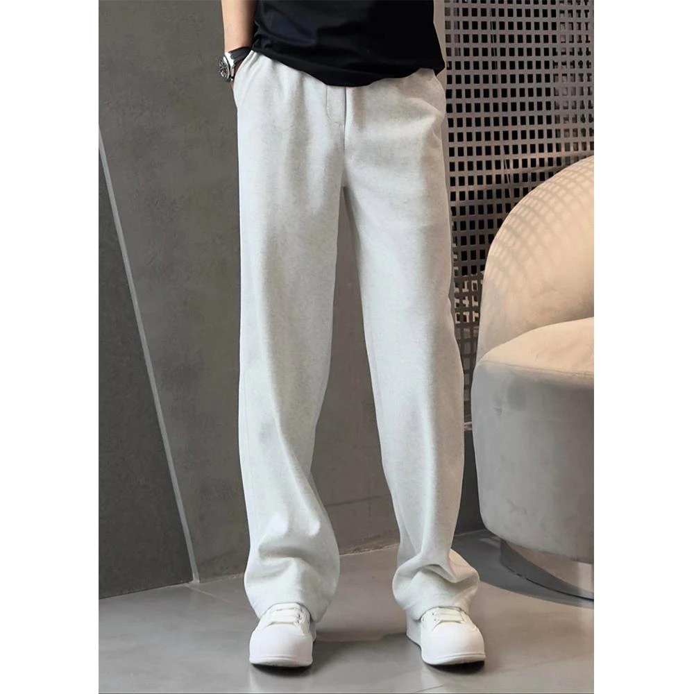 欧货春秋新款高品质简约直筒休闲裤男士秋冬加绒宽松阔腿运动卫裤