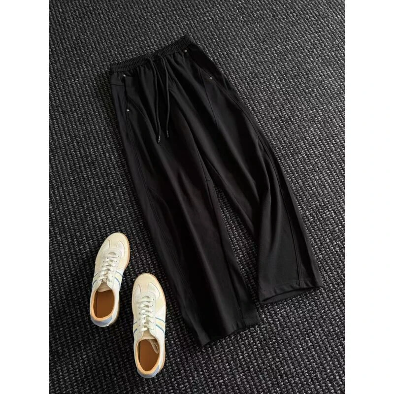 男士潮流直筒弯刀工装裤阔腿裤秋季休闲垂感直筒薄款百搭裤牛仔裤