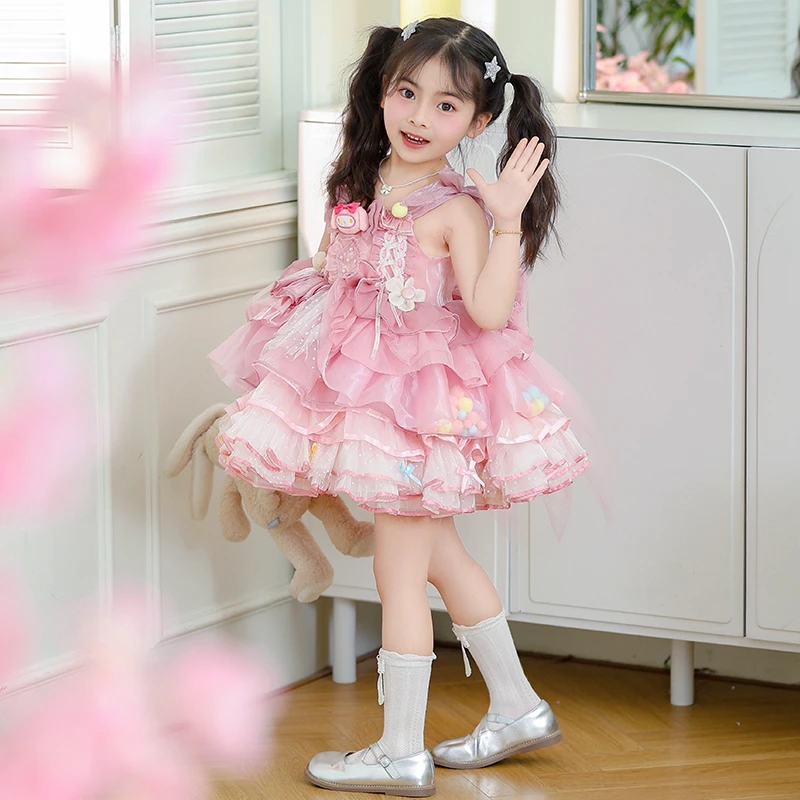 女小童2025夏季新款甜美卡通美乐蒂洛丽塔公主裙女宝宝吊带蛋糕裙