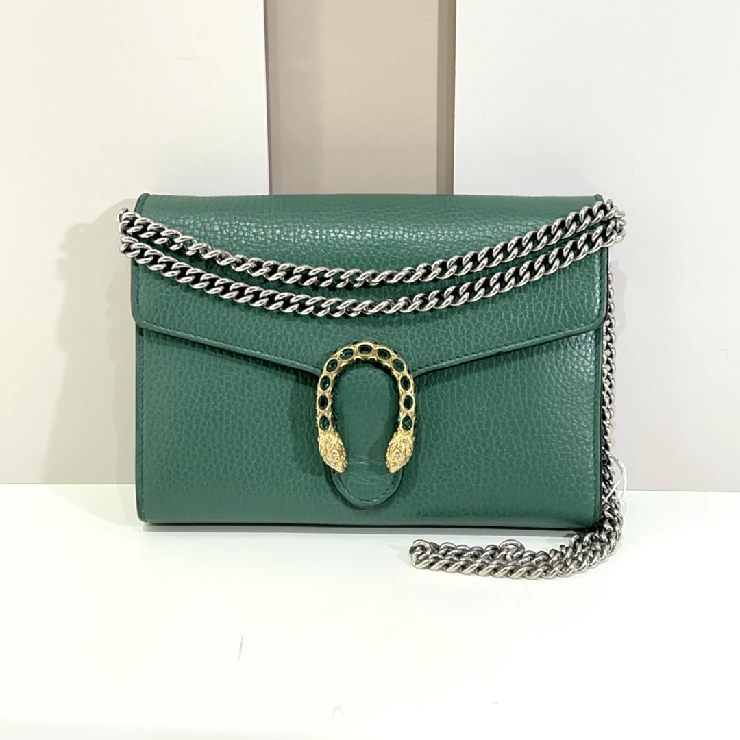 95新 GUCCI/古驰 古驰绿色钻扣酒神woc斜挎包 cj4352