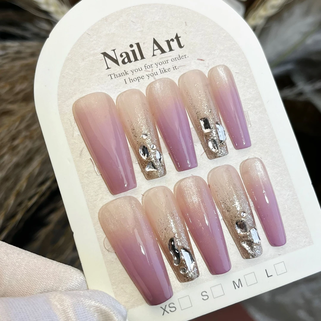 设计师专款-【淡紫金芒】 YH0049纯手工穿戴甲【送工具包】