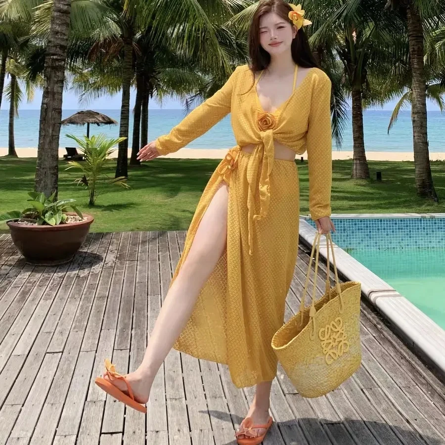 度假风女款比基尼泳衣小胸聚拢性感纯欲显瘦显白