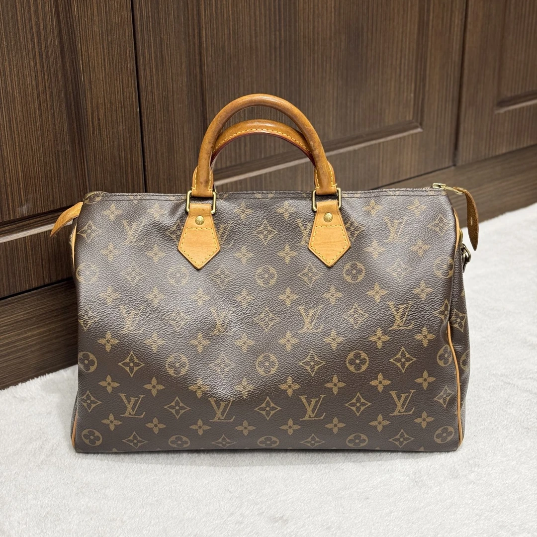 95新 LouisVuitton/路易威登 老花 speedy 35 手提包/二奢
