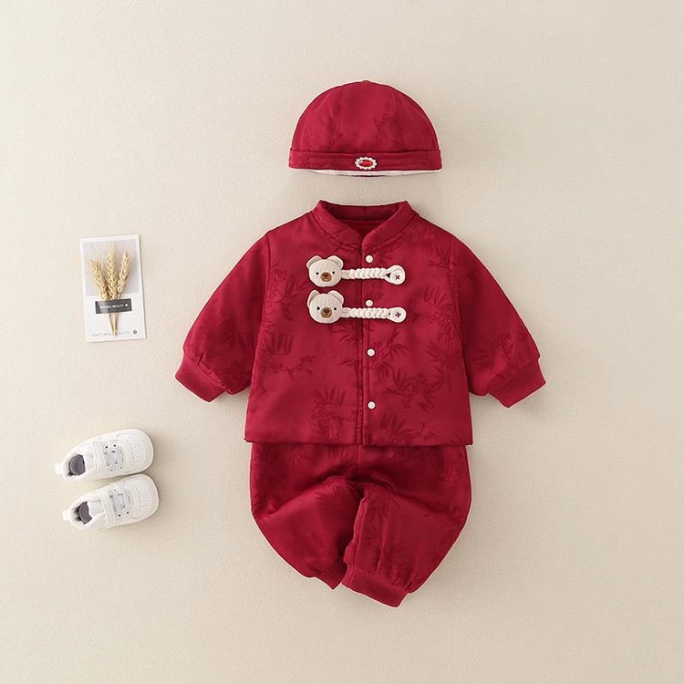 唐装套装冬装2025新款国风儿童衣服冬季男女宝宝加绒加厚拜年服