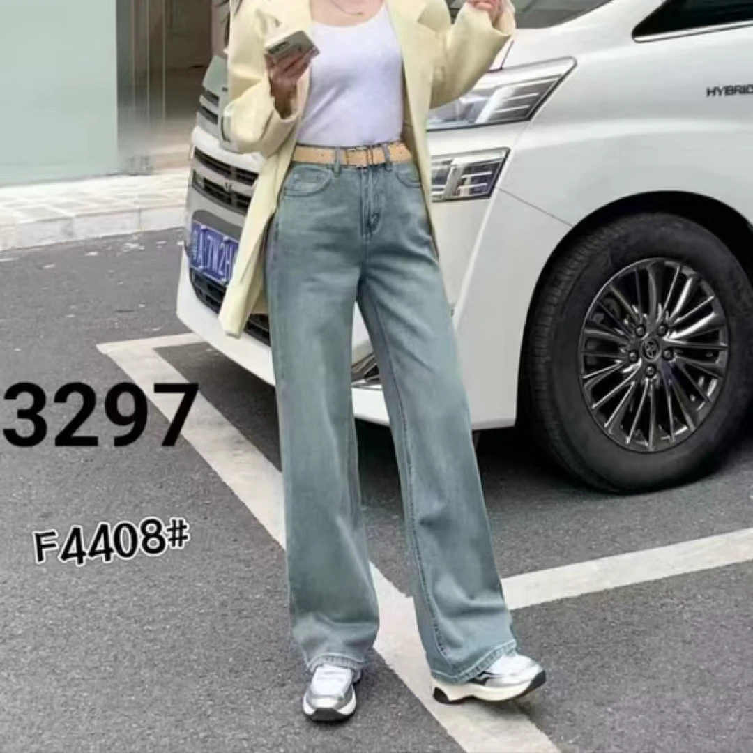 4408 新款复古显瘦窄版直筒牛仔裤