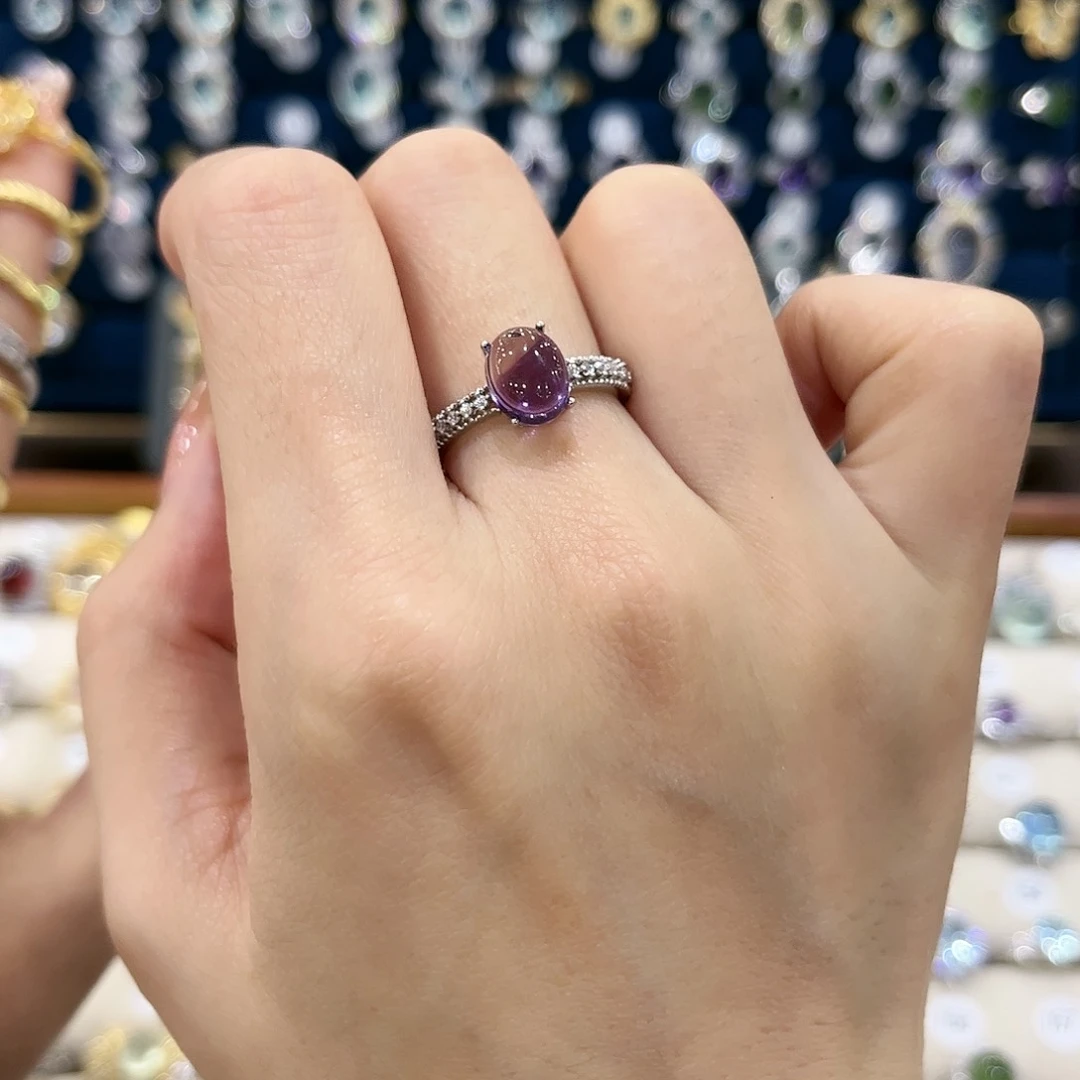 水晶戒指银S925镶嵌戒指