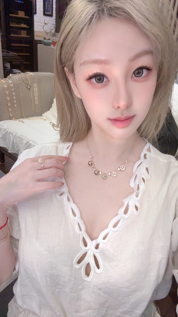 合金项链 2439【星币系列】财气满盈五颗星币双面戴项链