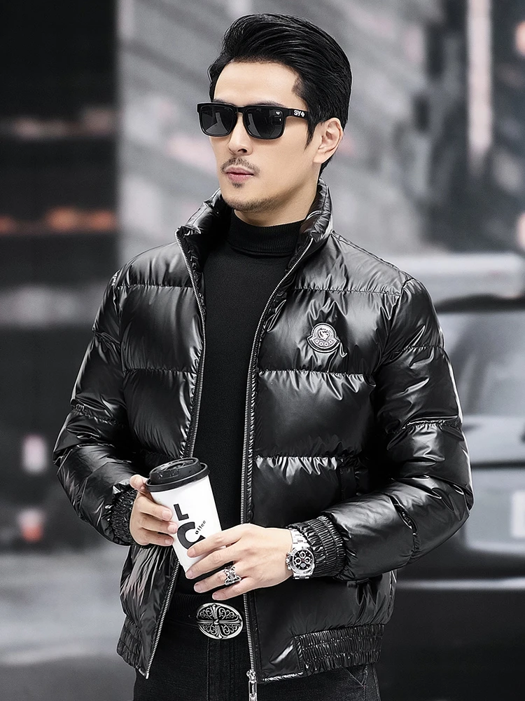 凯邦威冬季新款男士立领羽绒服轻薄保暖潮流男装亮面短款羽绒外套