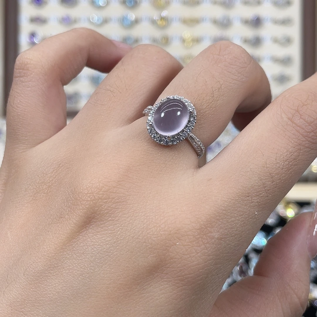 萤石戒指银S925镶嵌