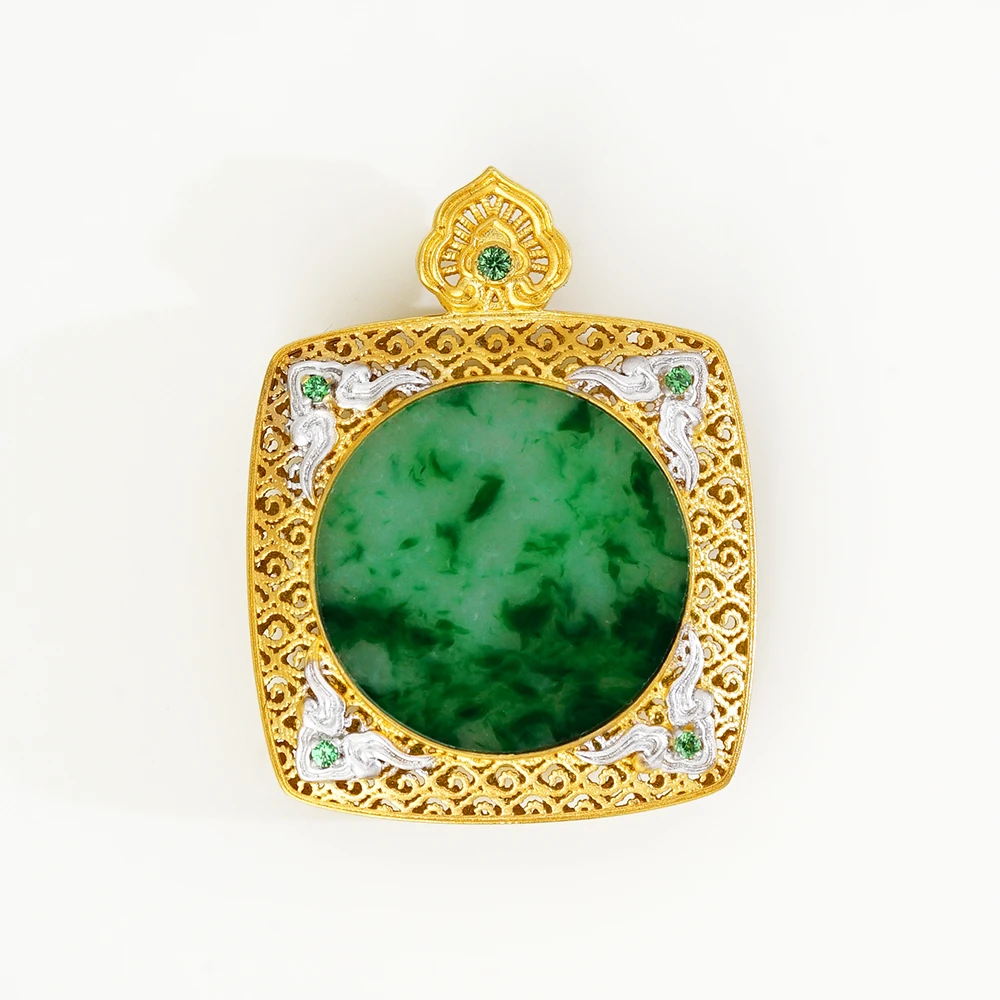 【中国园林系列】"耸翠"18K翡翠吊坠44455