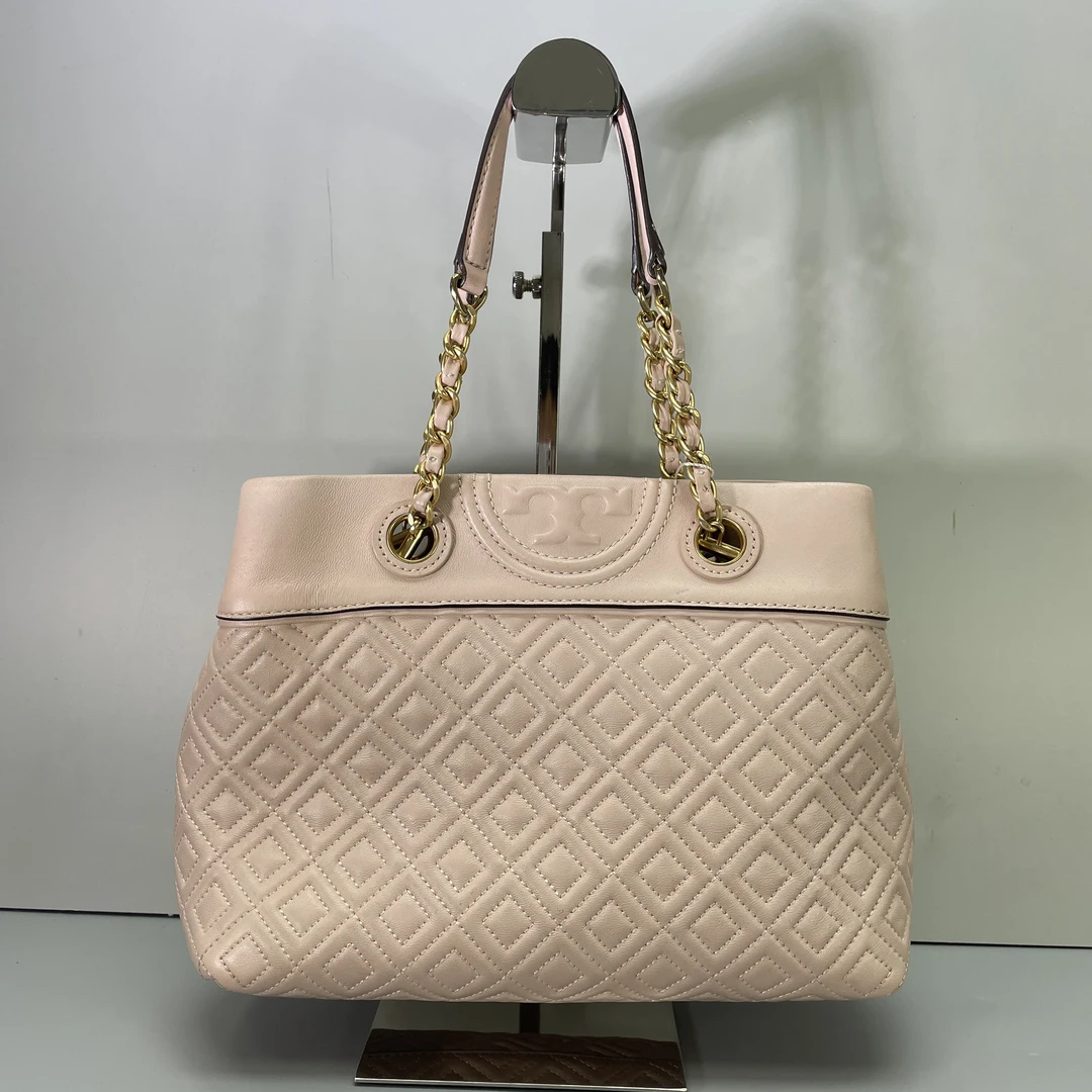 90新 TORY BURCH/汤丽柏琦 小林粉色小号托特包26*19*10cmB052105