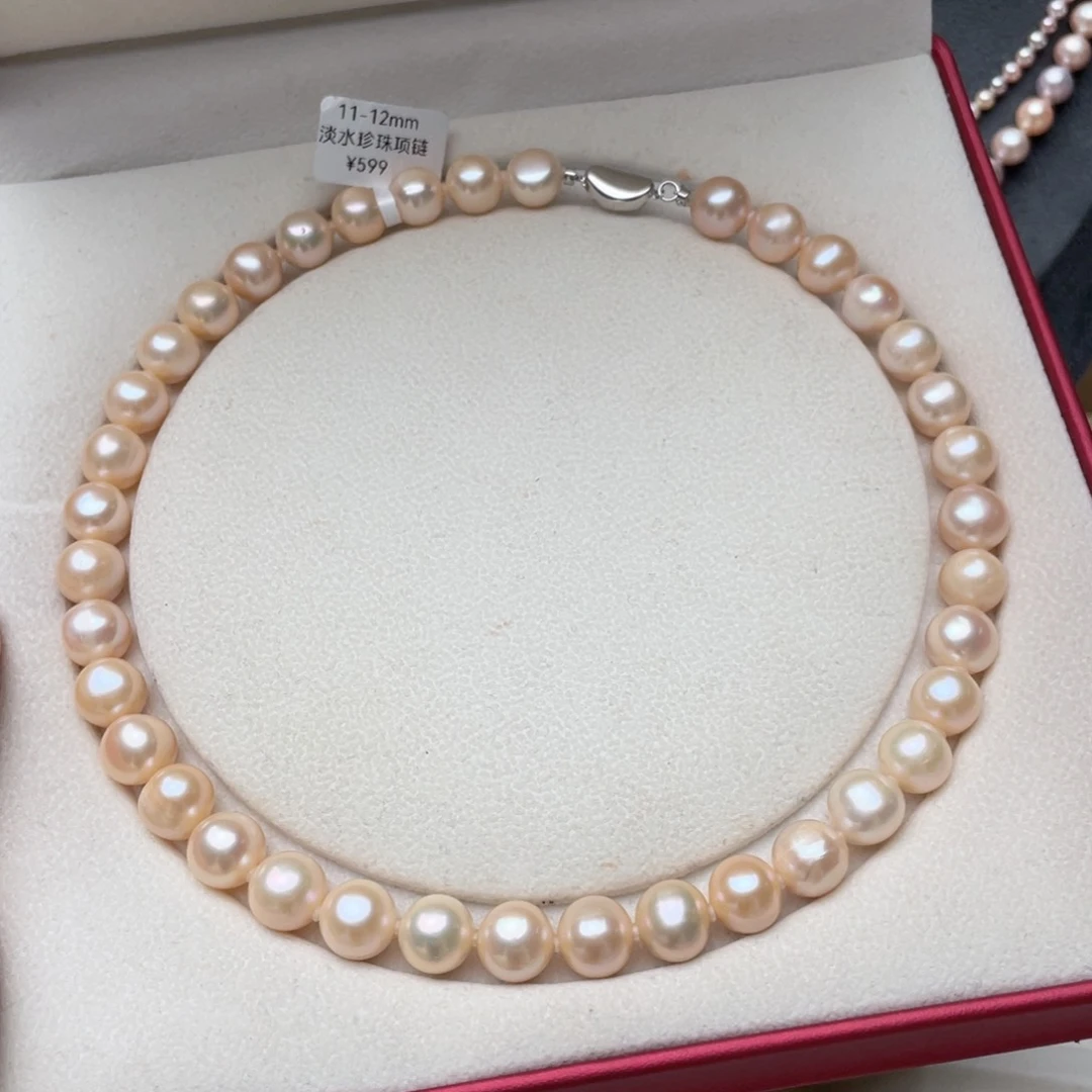 淡水珍珠项链银S925镶嵌11-12