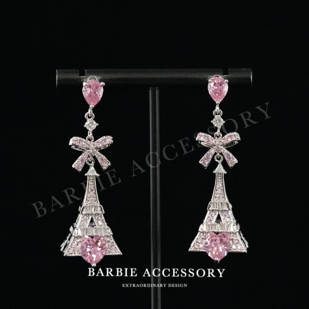 铁合金合成锆石耳饰 【粉星巴黎】复古法式设计款高级绝美百搭耳环