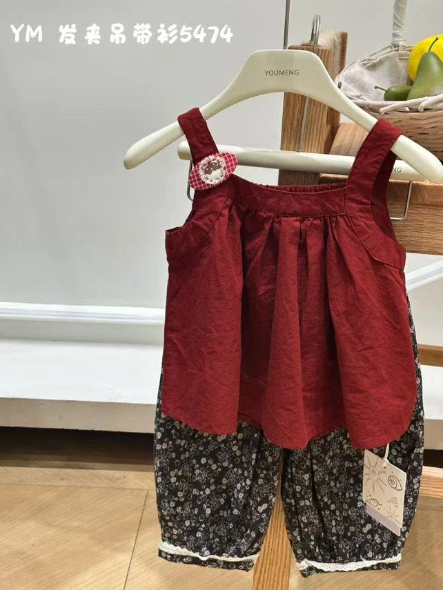 2025夏季爆款碎花洋气无袖韩版女童甜美儿童上衣女宝秀气娃娃衫