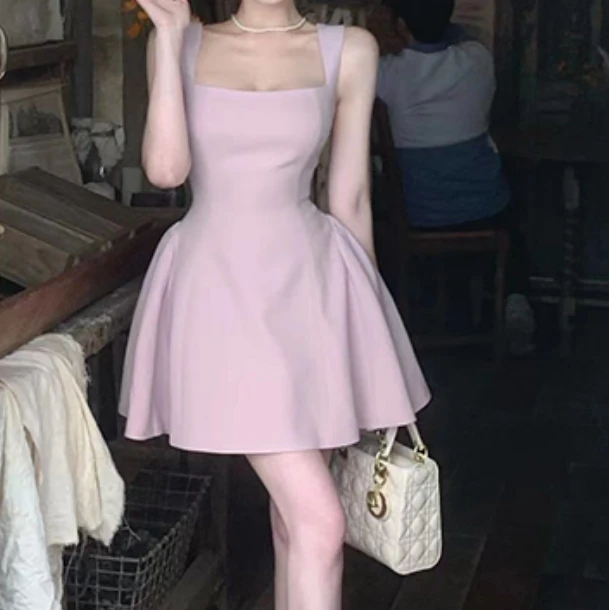 LI婉君【梦中情裙】法式温柔风方领气质收腰女装连衣裙LWJ24B2Q959