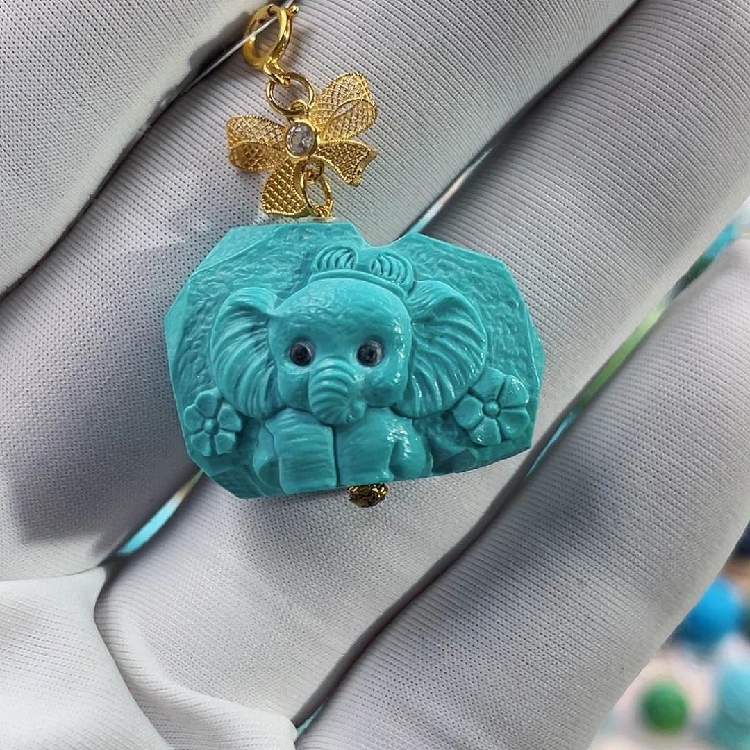 绿松石珠宝奇石18K金镶嵌