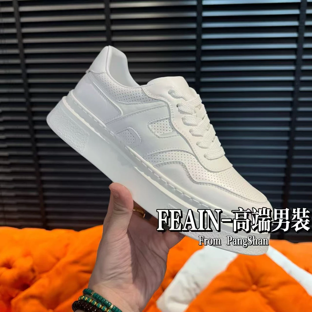 【头层牛皮】高端男士打孔透气超轻底小白鞋