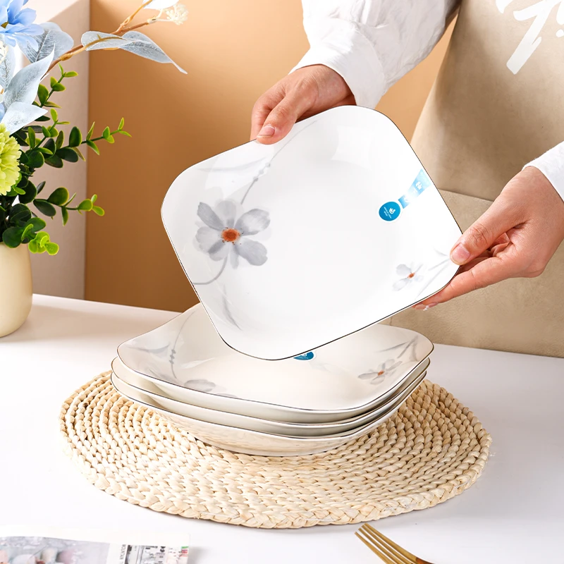 【墨韵8.5英寸如意盘6支装】中国风家用高颜值新骨瓷釉下彩整套餐具