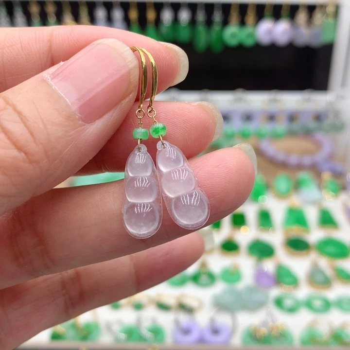 翡翠18K金镶嵌耳饰