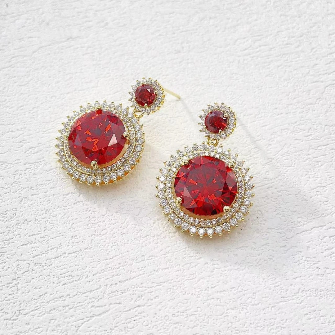 铜合金合成锆石耳饰 ——木木（SY4303）AFH-0335B   镶嵌气质耳饰