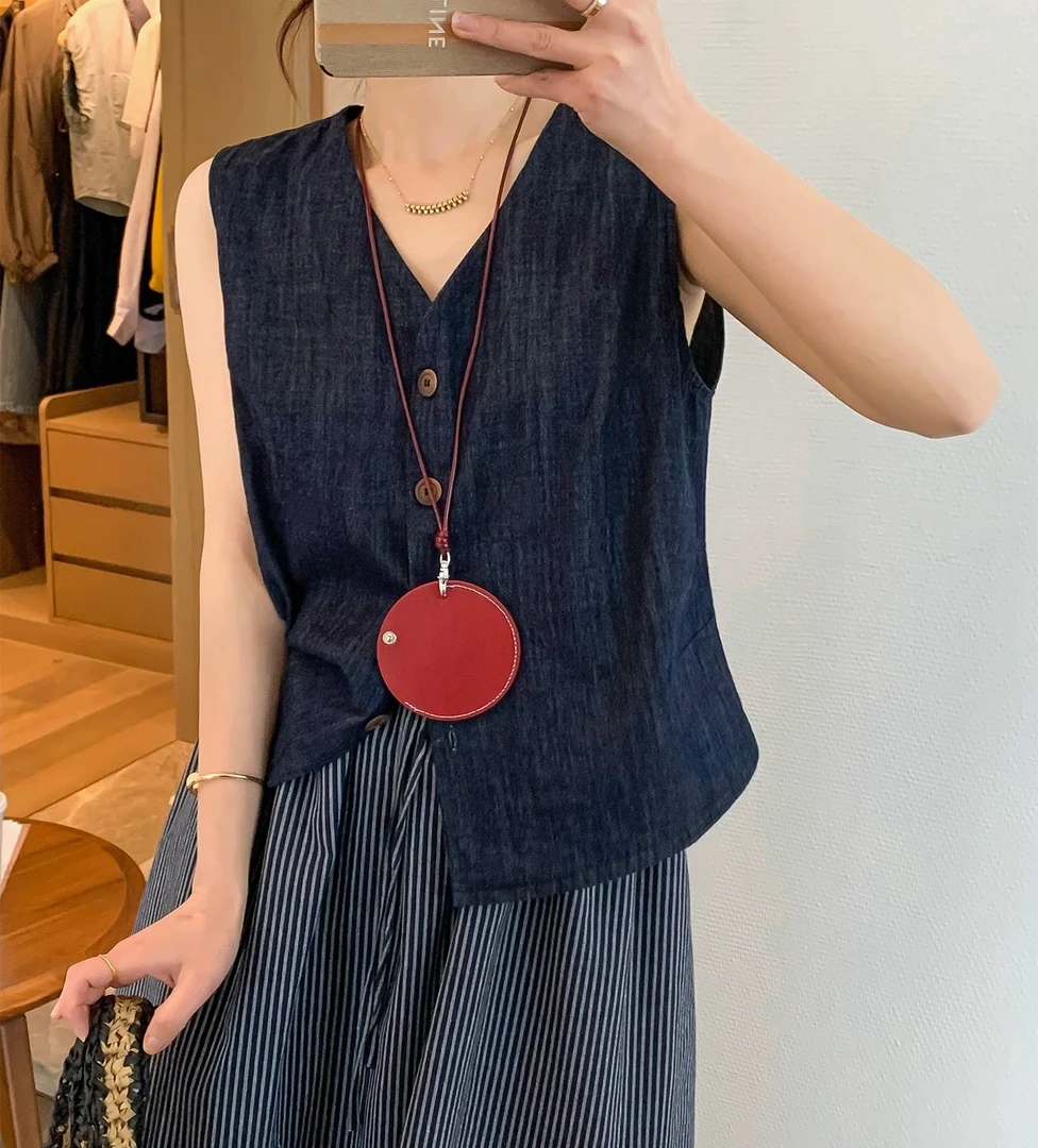 FUJIA STYLE新款时尚百搭简约气质休闲牛仔马甲N82510