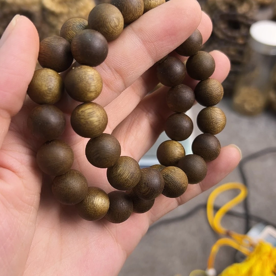沉香手串沉香张勺子1.2mm圆珠单圈多样性发一