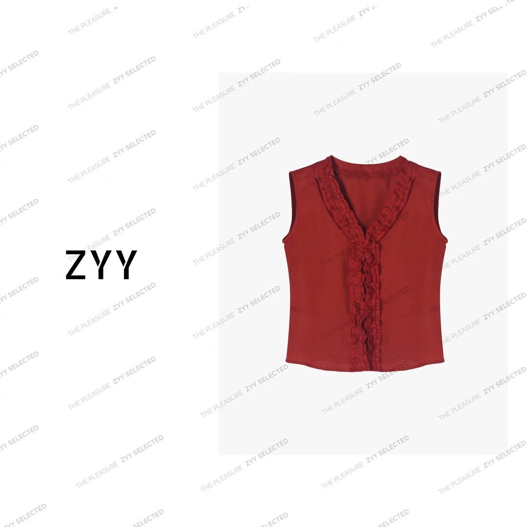 ZYY【优雅假日】2025/S新品木耳边无袖新款设计感马甲女X25XMJ01997