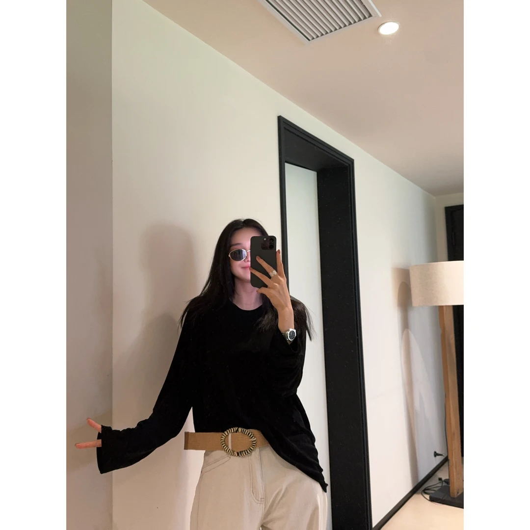 ［IAMMEIYA］-大骨架穿搭 95%醋酸面料长袖T恤25066-25067 会掉浮色