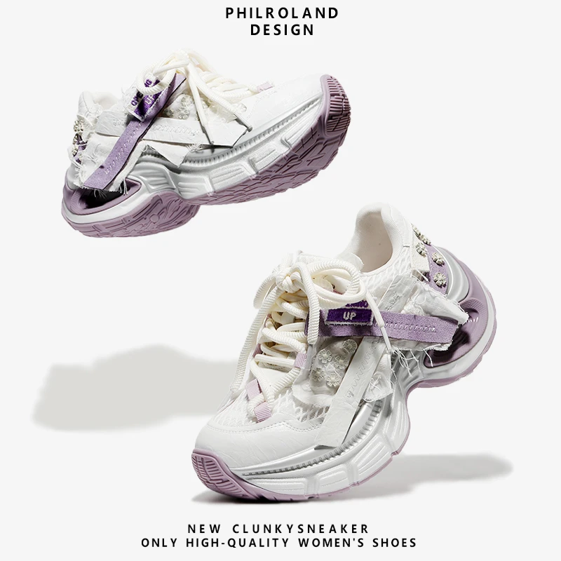 【外逃公主】蕾丝网面透气老爹鞋女2025夏季新款原创运动休闲女鞋