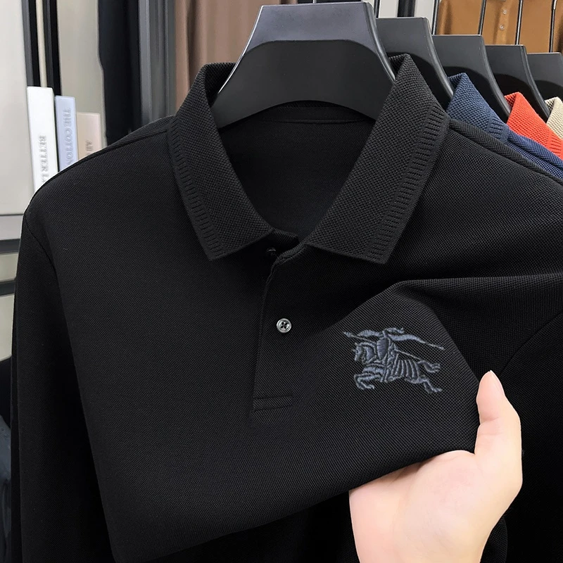 LUNBBLRRY巴宝家新款翻领长袖T恤男2025年秋季商务休闲POLO衫上衣