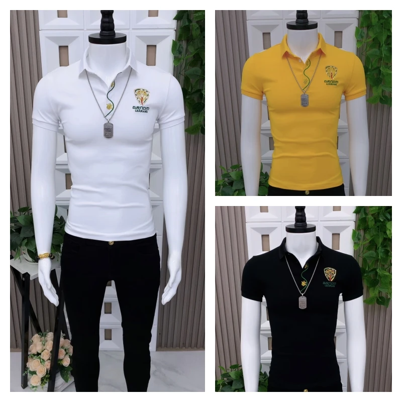 8532字母男士新款潮流气质休闲圆领短袖夏季修身上衣韩版白色个性