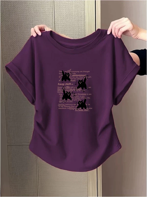 大码胖mm加大气质别致独特收腰设计正肩短袖t恤女夏遮肉百搭上衣