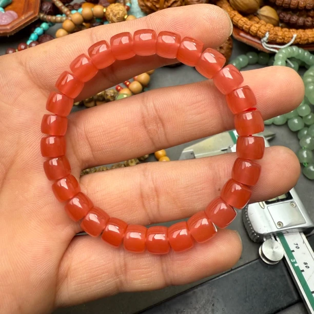 南红冰飘冰红手串卡8