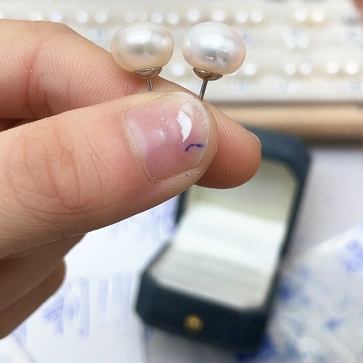 淡水珍珠耳饰银S925镶嵌妍*妈