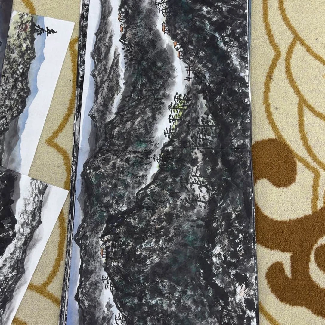 国画三尺对开100.25山水赵