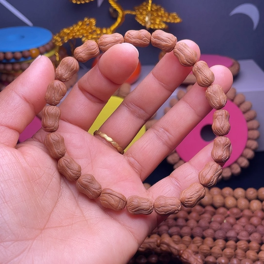 农***人桃核手串秦岭龙纹桃核小棒骨