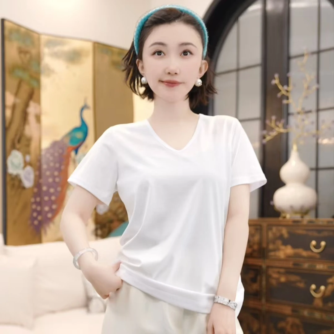 Betty Bairn【至简T恤】高定舒适感V领上衣25B-BW8993